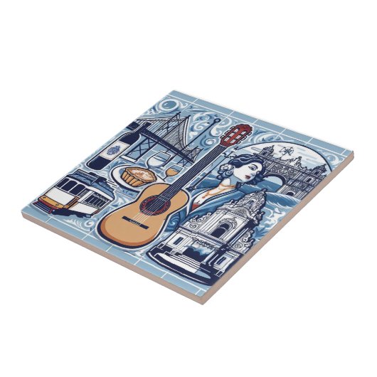 リスボンとポルトガル文化の青いタイル タイル (側面)