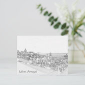 リスボンのアルファマ地区の鉛筆スケッチ ポストカード (スタンド正面)