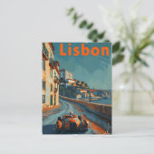 リスボンのヴィンテージ レース カー ポストカード (スタンド正面)