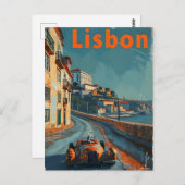 リスボンのヴィンテージ レース カー ポストカード (正面/裏面)