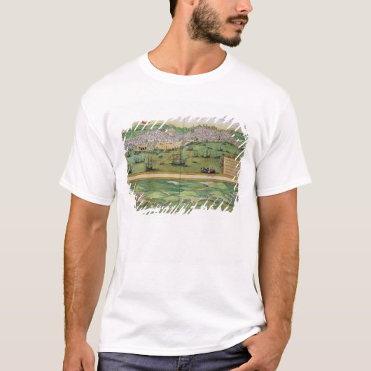 リスボンの地図、および「Civitates OrbisからのCascais、 Tシャツ (正面)