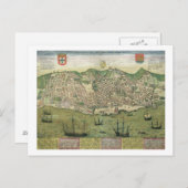 リスボンの地図，「シビタスオルビス・テララム」より ポストカード (正面/裏面)