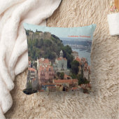 リスボンの水彩スカイライン クッション (ブランケット)