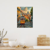 リスボンの軌道：街のスカイラインをナビゲートする ポスター (キッチン)