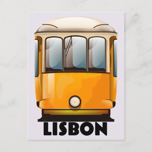 リスボンの黄色い路面電車の旅行ポスター ポストカード (正面)