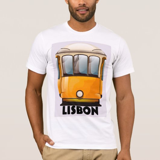リスボンの黄色い路面電車の旅行ポスター Tシャツ (正面)