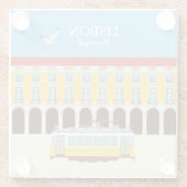 リスボンイエロートラムヴィンテージスタイル ガラスコースター (裏面)