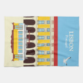 リスボンイエロートラムヴィンテージスタイル キッチンタオル (横)