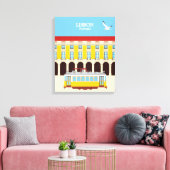 リスボンイエロートラムヴィンテージスタイル キャンバスプリント (インサイチュ (リビング))