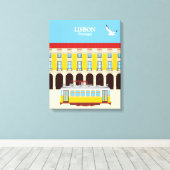 リスボンイエロートラムヴィンテージスタイル キャンバスプリント (インサイチュ (ウッドフロア))