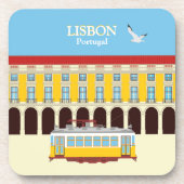 リスボンイエロートラムヴィンテージスタイル コースター (正面)