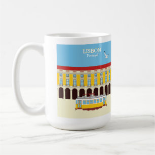 リスボンイエロートラムヴィンテージスタイル コーヒーマグカップ