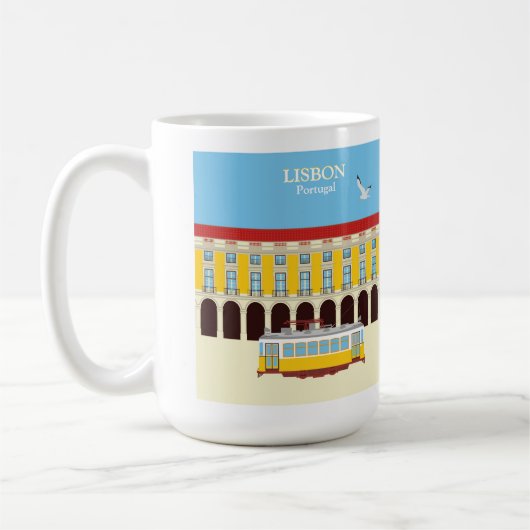 リスボンイエロートラムヴィンテージスタイル コーヒーマグカップ (左)