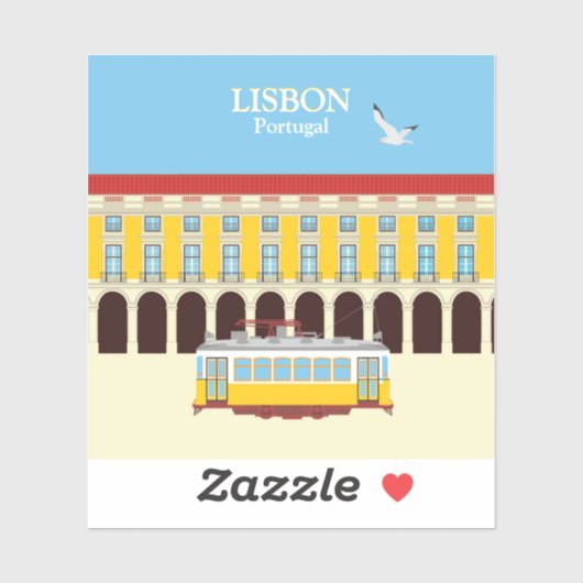 リスボンイエロートラムヴィンテージスタイル シール (シート)