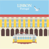 リスボンイエロートラムヴィンテージスタイル シール (正面)