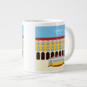 リスボンイエロートラムヴィンテージスタイル ジャンボコーヒーマグカップ (正面右)