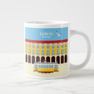リスボンイエロートラムヴィンテージスタイル ジャンボコーヒーマグカップ