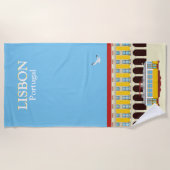 リスボンイエロートラムヴィンテージスタイル ビーチタオル (正面)