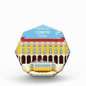 リスボンイエロートラムヴィンテージスタイル フォトブロック (正面)