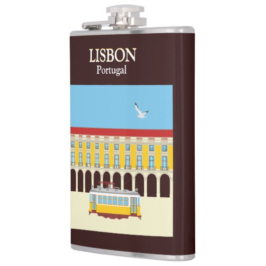 リスボンイエロートラムヴィンテージスタイル フラスク (左)