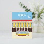 リスボンイエロートラムヴィンテージスタイル ポストカード (スタンド正面)