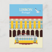 リスボンイエロートラムヴィンテージスタイル ポストカード (正面)
