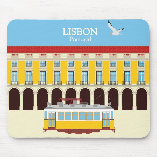 リスボンイエロートラムヴィンテージスタイル マウスパッド (正面)