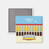 リスボンイエロートラムヴィンテージスタイル マグネット (正面/裏面)