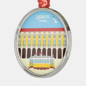 リスボンイエロートラムヴィンテージスタイル メタルオーナメント (左)