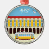 リスボンイエロートラムヴィンテージスタイル メタルオーナメント (正面)