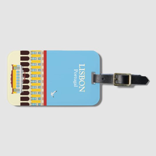 リスボンイエロートラムヴィンテージスタイル ラゲッジタグ (正面横)