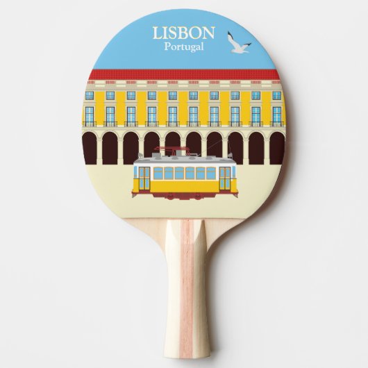リスボンイエロートラムヴィンテージスタイル 卓球ラケット (正面)