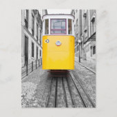 リスボンエレバドールダグロリアイエロートラム。B/W写真 ポストカード (正面)