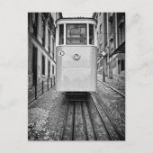 リスボンエレバドールダグロリア鋼索電車B/W写真 ポストカード (正面)
