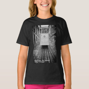 リスボンエレバドールダグロリア鋼索電車B/W写真 Tシャツ