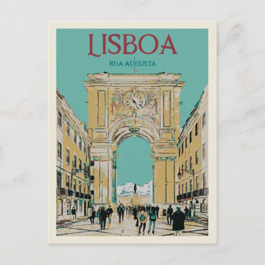 リスボンオーガスタ通りアーチイラストレーション ポストカード (正面)