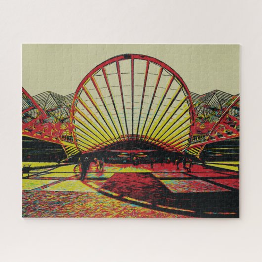 リスボンギフトポルトガル、ネーションズパーク鉄道駅 ジグソーパズル (横)