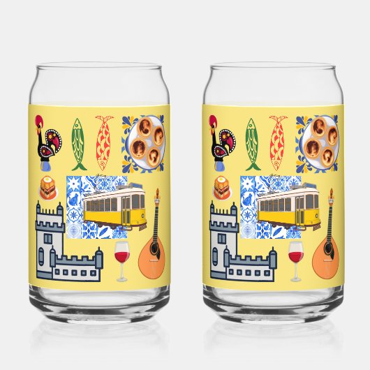 リスボンシティシンボル ガラス缶 (正面)