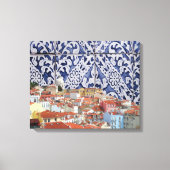 リスボンシティポルトガルのタイルモンタージュ – Azulejo キャンバスプリント (正面)
