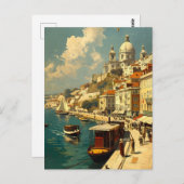 リスボンズタガス:ヴィンテージ川チャーム ポストカード (正面/裏面)