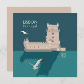リスボンタワーオブベレムハッピーバースデーカード (正面/裏面)