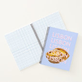 リスボントラベルアートブルー，ポルトガル，パステル ノートブック (内部)