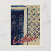 リスボンドアとタイルイラストレーションポルトガル ポストカード (正面)