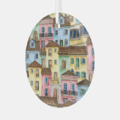 リスボンハウス：水彩針状。 ガラスオーナメント (正面左)