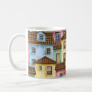 リスボンハウス:水彩針状。 コーヒーマグカップ