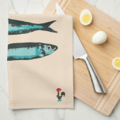 リスボンフェスティバルのイワシ、ポルトガルのシンボル キッチンタオル (四つ折り)