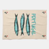 リスボンフェスティバルのイワシ、ポルトガルのシンボル キッチンタオル (横)