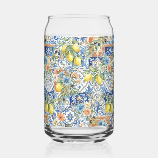 リスボンブルーレモンタイル シトラス キッチン デコ ガラス缶 (裏面)