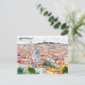 リスボンポルタルウォーターカラーパノラマビュー ポストカード (スタンド正面)