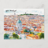 リスボンポルタルウォーターカラーパノラマビュー ポストカード (正面)